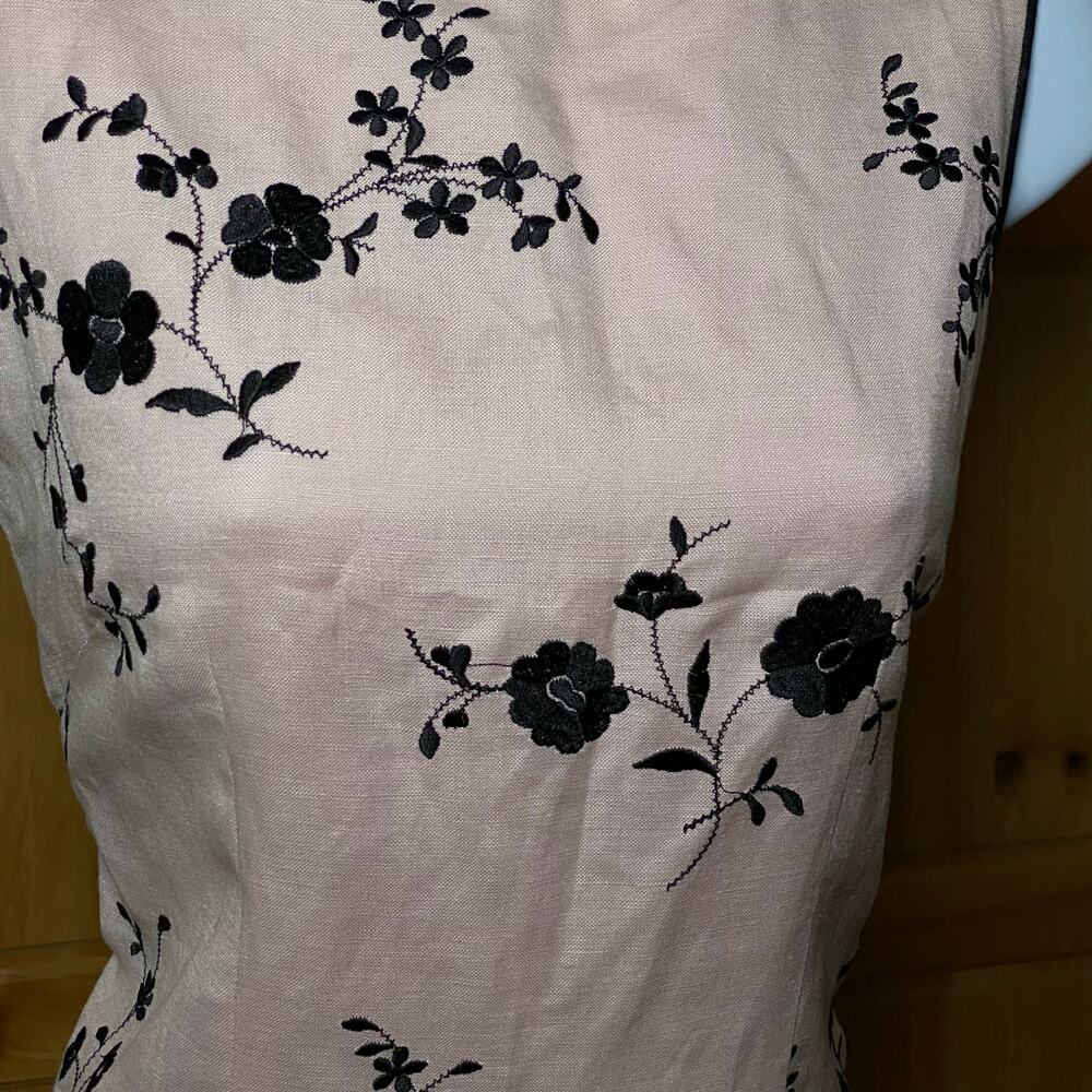 Vintage Romantic Floral Embroidered Coquette Pastel Dusty Pink Soft Midi Dress - Picture 6 of 13